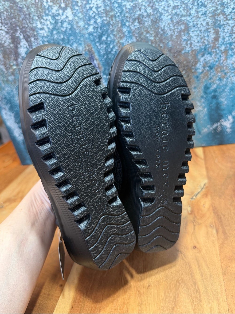 bernie mev. Minimalist Black Woven Mary Jane Platform Shoes NWT - Picture 7 of 11